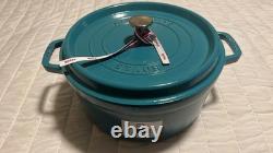 Staub 5.5-Qt Cast Iron Round Dutch Oven Cocotte Turquoise Blue -Made in France