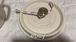 Staub Cast Iron3 qt, Round, Dutch Oven, White Matte