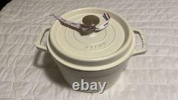 Staub Cast Iron3 qt, Round, Dutch Oven, White Matte