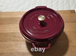 Staub Cast Iron 4 qt, Round, Dutch Oven, Cherry
