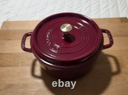 Staub Cast Iron 4 qt, Round, Dutch Oven, Cherry