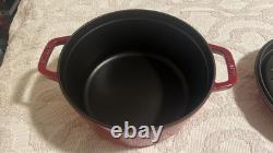 Staub Cast Iron 4 qt, Round, Dutch Oven, Cranberry