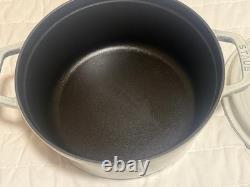 Staub Cast Iron 4 qt, Round, Dutch Oven, White Truffle