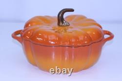 Staub Cast Iron 5.5 Qt. Pumpkin Dutch Oven Citrouille Cocotte Orange Pot France