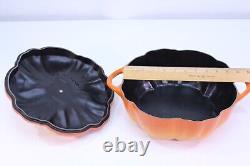 Staub Cast Iron 5.5 Qt. Pumpkin Dutch Oven Citrouille Cocotte Orange Pot France