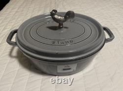 Staub Cast Iron 5.75 qt, Oval, Coq Au Vin Dutch Oven, Graphite Grey