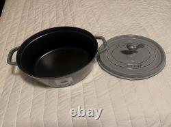 Staub Cast Iron 5.75 qt, Oval, Coq Au Vin Dutch Oven, Graphite Grey