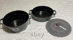 Staub Cast Iron, 5 qt, Round, dutch oven, 3-pc Stackable Set