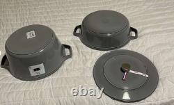 Staub Cast Iron, 5 qt, Round, dutch oven, 3-pc Stackable Set