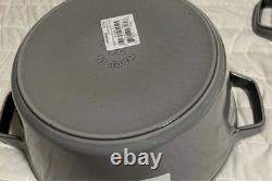 Staub Cast Iron, 5 qt, Round, dutch oven, 3-pc Stackable Set