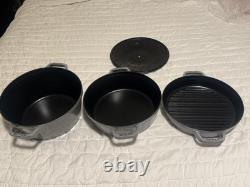 Staub Cast Iron, 5 qt, Round, dutch oven, 4-pc Stackable Set