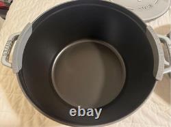 Staub Cast Iron, 5 qt, Round, dutch oven, 4-pc Stackable Set, Gray