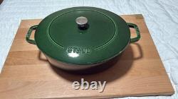 Staub Cast Iron 6.25 qt, Wide Oval Dutch Oven, Basil