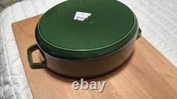 Staub Cast Iron 6.25 qt, Wide Oval Dutch Oven, Basil