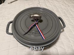 Staub Cast Iron 6 qt, Round, Dutch Oven, Grey