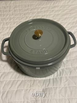 Staub Cast Iron 7 qt, Round, Dutch Oven, Eucalyptus Authentic