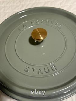 Staub Cast Iron 7 qt, Round, Dutch Oven, Eucalyptus Authentic