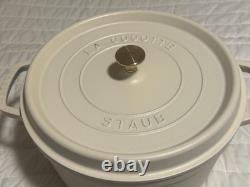 Staub Cast Iron 7 qt, Round, Dutch Oven, White Matte