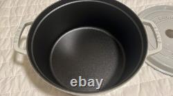 Staub Cast Iron 7 qt, Round, Dutch Oven, White Truffle