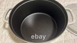 Staub Cast Iron 7 qt, Round, Dutch Oven, White Truffle