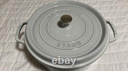 Staub Cast Iron 7 qt, Round, Dutch Oven, White Truffle