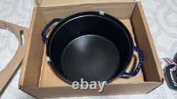 Staub Cast Iron 7qt, Round, Dutch Oven, Grill -Dark blue