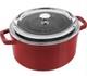Staub Cast Iron Dutch Oven 4-qt Round Cocotte With Glass Lid, Made In France