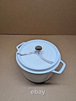 Staub Cast Iron Dutch Oven 5-qt Tall Cocotte White (NO BOX)