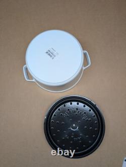 Staub Cast Iron Dutch Oven 5-qt Tall Cocotte White (NO BOX)