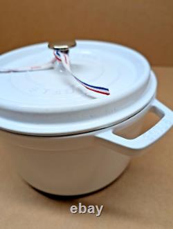 Staub Cast Iron Dutch Oven 5-qt Tall Cocotte White (NO BOX)
