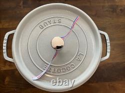 Staub Cast Iron Round Cocottes 7 qt, Round, Cocotte, White Truffle