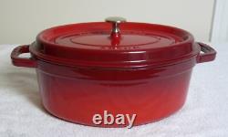Staub Enamel Cast Iron Red Oval 4 QT Cocotte Dutch Oven #29 New w Lid cookware