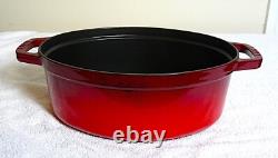 Staub Enamel Cast Iron Red Oval 4 QT Cocotte Dutch Oven #29 New w Lid cookware