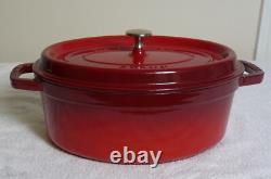Staub Enamel Cast Iron Red Oval 4 QT Cocotte Dutch Oven #29 New w Lid cookware