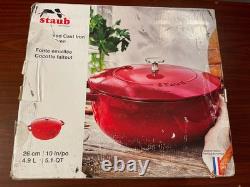 Staub Enameled Cast Iron Dutch Oven 5.1 QT 4.9 LCherry Made in France