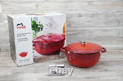 Staub Enameled Cast Iron Dutch Oven 5.1 QT 4.9 L- Cherry Made in France