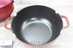 Staub Enameled Cast Iron Dutch Oven 5.1 QT 4.9 L- Cherry Made in France