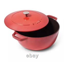 Staub Enameled Cast Iron Dutch Oven 5qt #26 Made in France Red Round