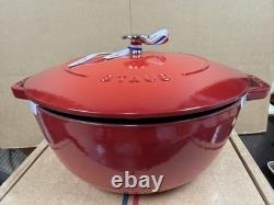 Staub Enameled Cast Iron Dutch Oven 5qt #26 Made in France Red Round