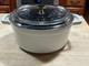 Staub La Coccotte White #24france 4qt Round Cast Iron Dutch Oven Withglass Lid