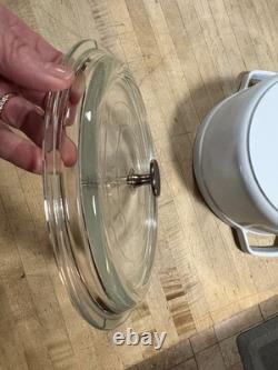 Staub La Coccotte White #24France 4qt Round Cast Iron Dutch Oven withGlass Lid