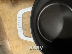 Staub La Coccotte White #24France 4qt Round Cast Iron Dutch Oven withGlass Lid
