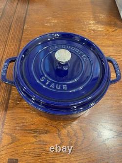 Staub La Cocotte 24cm Round Dutch Oven Blue 4qt Enameled Cast Iron France