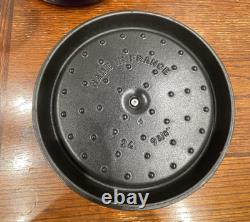 Staub La Cocotte 24cm Round Dutch Oven Blue 4qt Enameled Cast Iron France