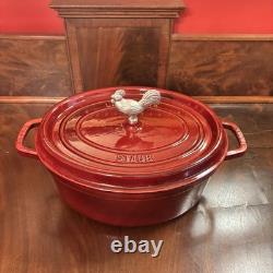 Staub La Cocotte #31 Oval Dutch Oven 5.75 Qt Enamel Cast Iron Rooster Lid France