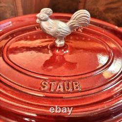 Staub La Cocotte #31 Oval Dutch Oven 5.75 Qt Enamel Cast Iron Rooster Lid France
