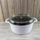 Staub La Cocotte 4 Qt 24cm White Truffle Cast Iron Dutch Oven Glass Lid France