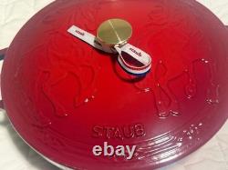 Staub La Cocotte 5.25 qt, Essential French Oven with Horse Lid, cherry