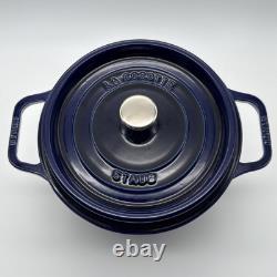 Staub La Cocotte Enameled Coated Cast Iron Dutch Oven #22 Blue 8 1/2 France