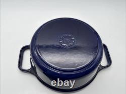 Staub La Cocotte Enameled Coated Cast Iron Dutch Oven #22 Blue 8 1/2 France